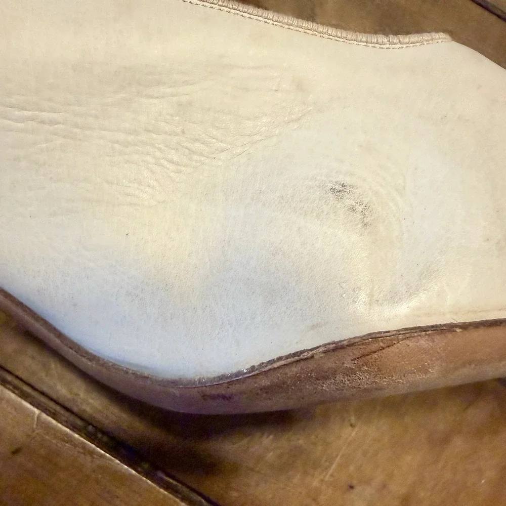 NOS Antique VTG Victorian White Kid Leather Louis Wedding Bride Heels Shoes Sz 8
